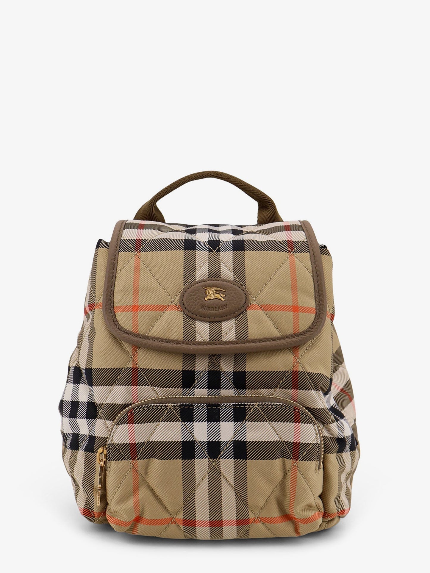 Burberry Horseshoe Nylon Backpack With Check Pattern