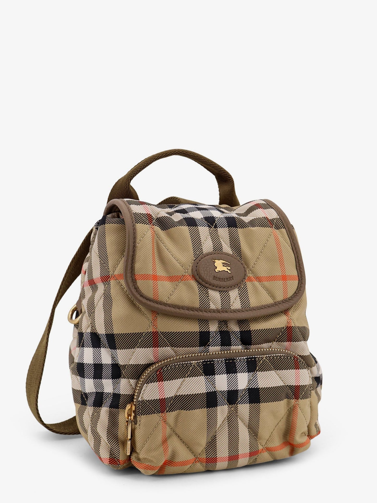 Burberry Horseshoe Nylon Backpack With Check Pattern