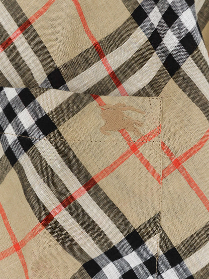 Burberry Linen Shirt With Check Print