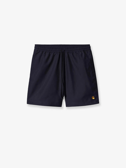 Carhartt WIP Nylon swim trunks with contrasting embroidered logo - Darknavygold