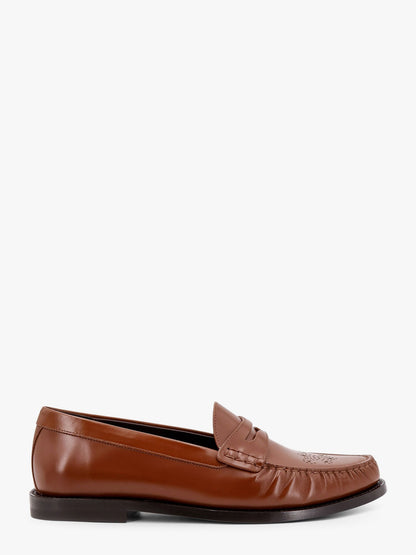 Celine Vivienne leather loafer with perforated triomphe logo - Marrone