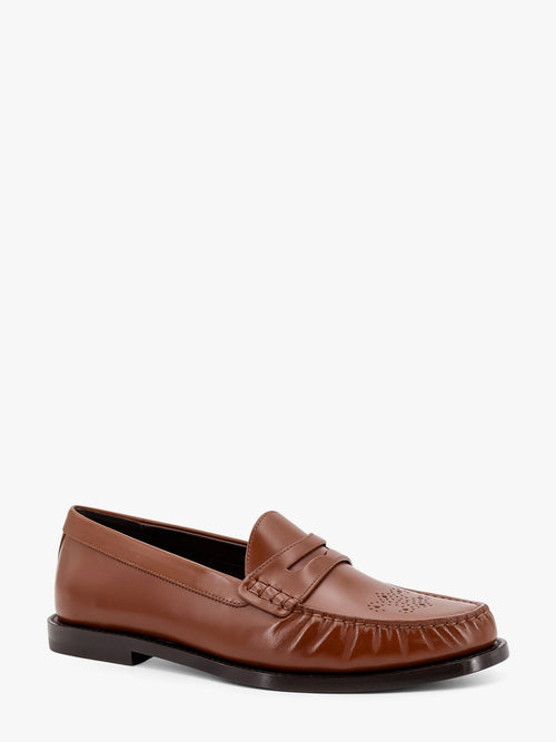 Celine Vivienne leather loafer with perforated triomphe logo - Marrone