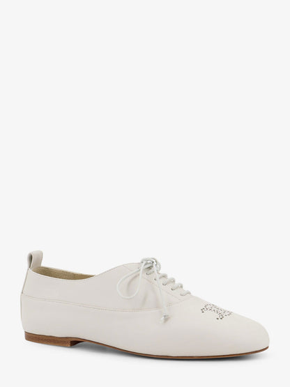Celine Triomphe Richelieu leather lace-up shoe - Arctic White