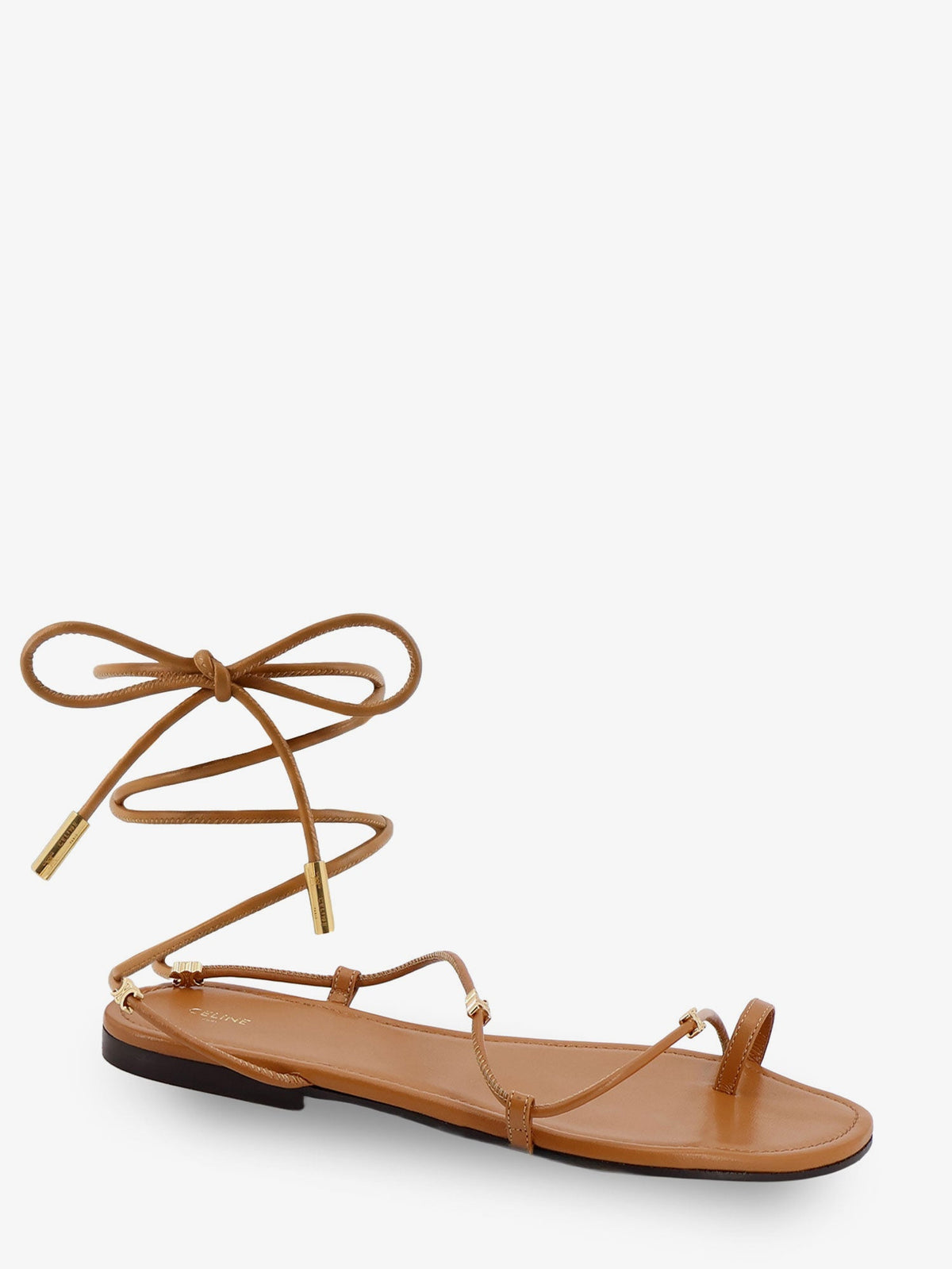 Celine Leather sandals with metal Triomphe logo - Sahara