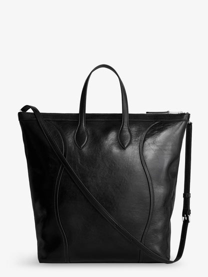Celine Cabas leather crossbody bag with logo on the front - Black