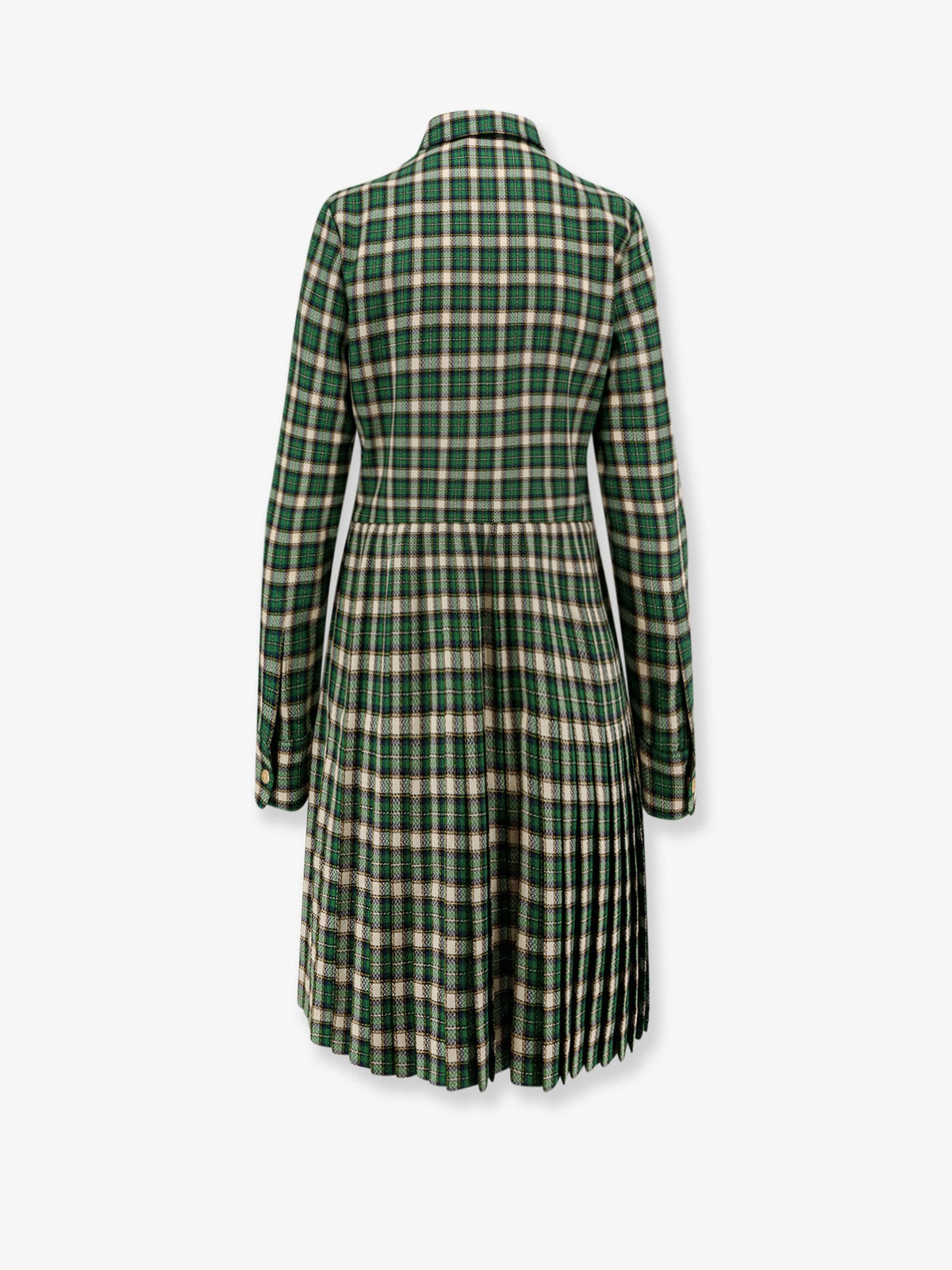 Celine Tartan wool mini dress - Emerald/Chalk/Yellow