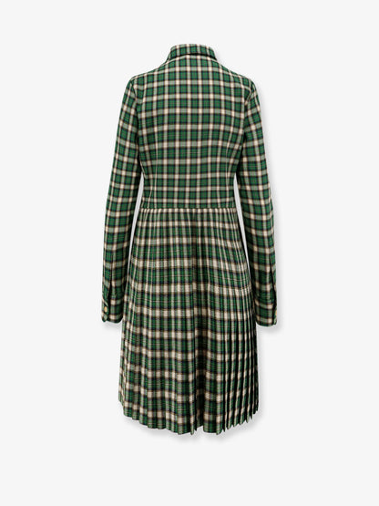 Celine Tartan wool mini dress - Emerald/Chalk/Yellow