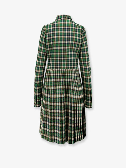 Celine Tartan wool mini dress - Emerald/Chalk/Yellow