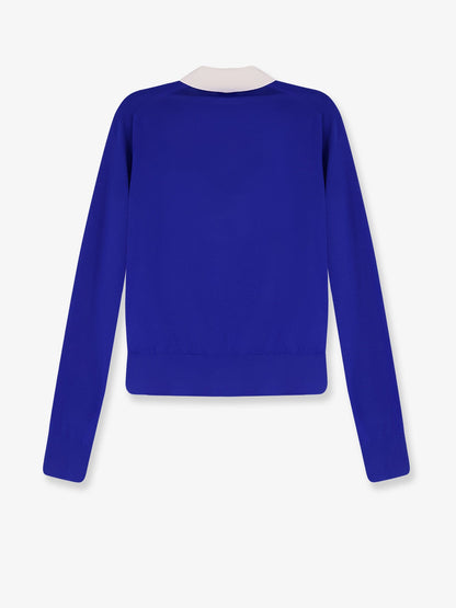Celine Cashmere and silk polo shirt with logo embroidery on the front - Royal Blue/White