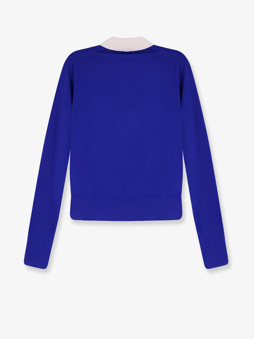 Celine Cashmere and silk polo shirt with logo embroidery on the front - Royal Blue/White