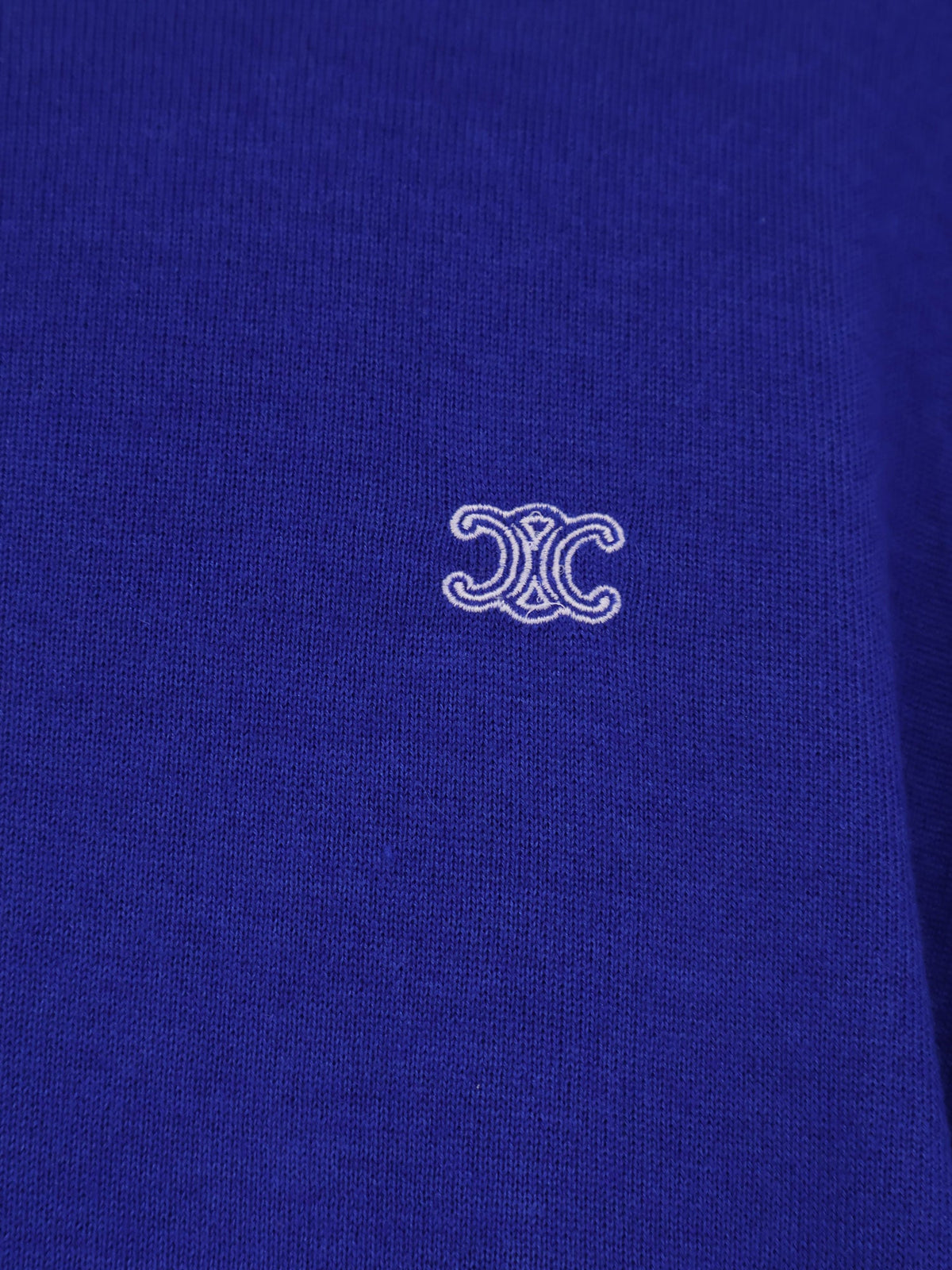 Celine Cashmere and silk polo shirt with logo embroidery on the front - Royal Blue/White