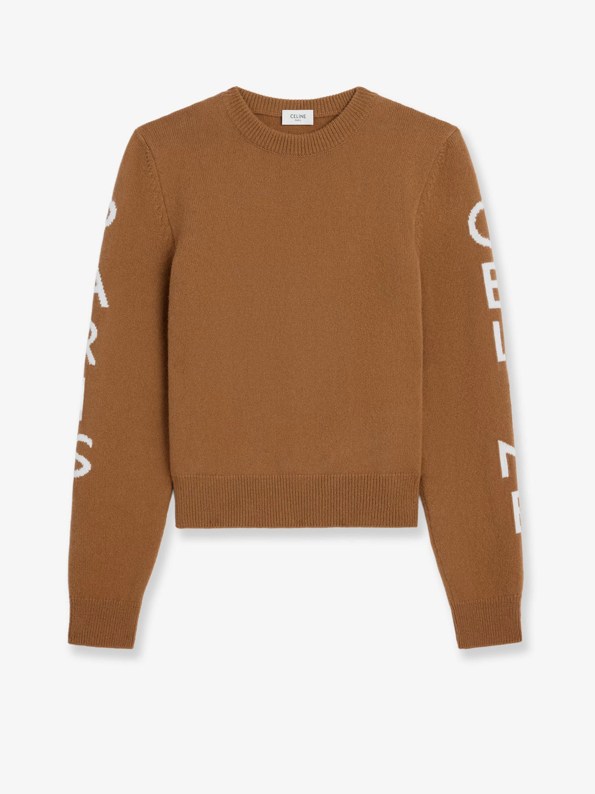 Celine Wool sweater with logo inlay - Camel/White