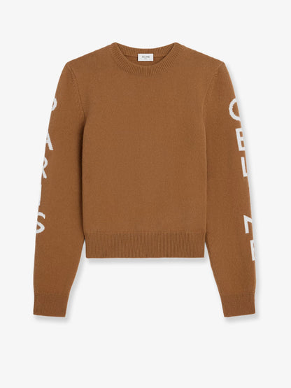 Celine Wool sweater with logo inlay - Camel/White