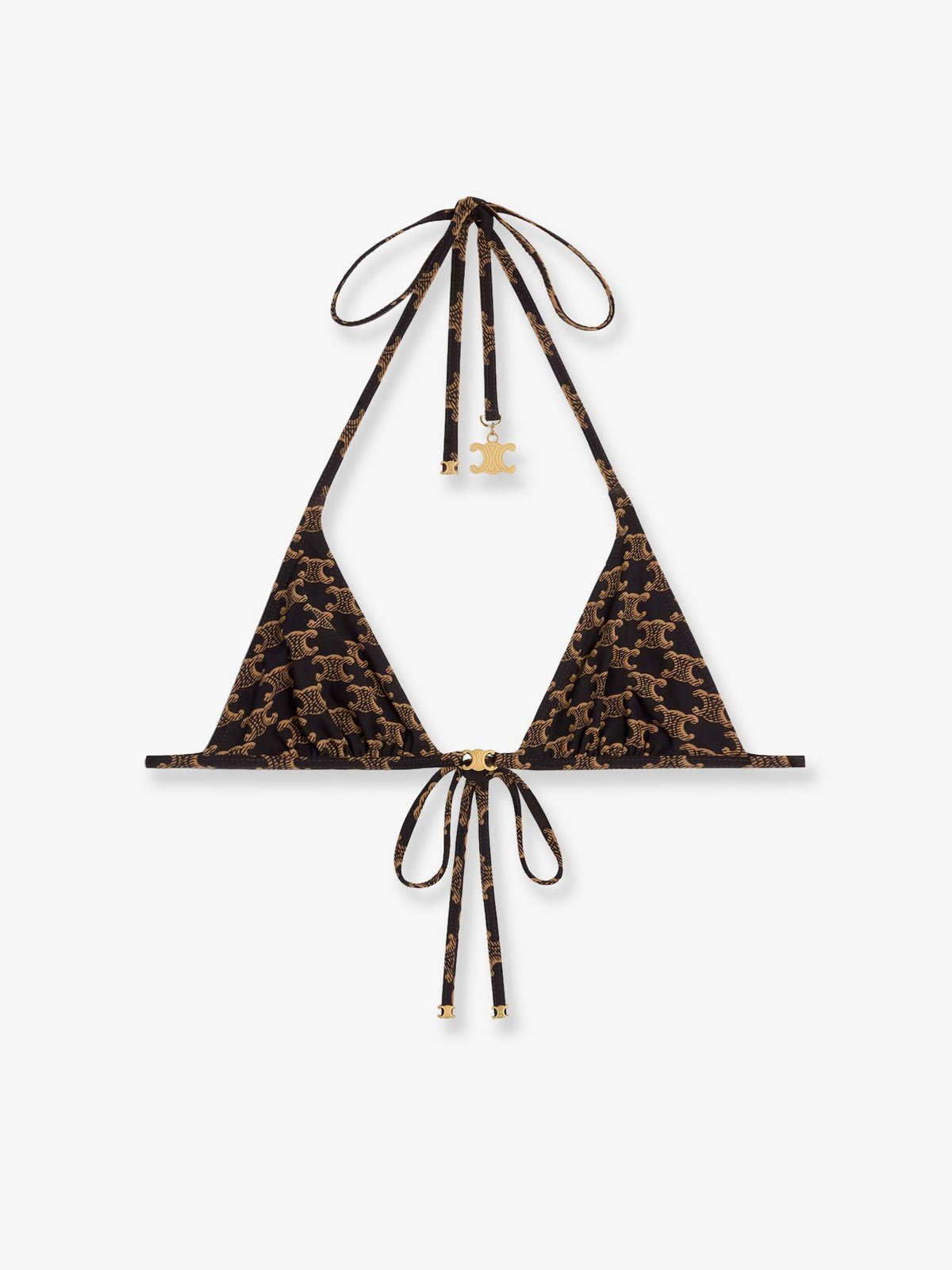 Celine Jersey bikini top with monogram print - Toffeebrown