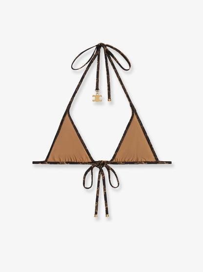 Celine Jersey bikini top with monogram print - Toffeebrown