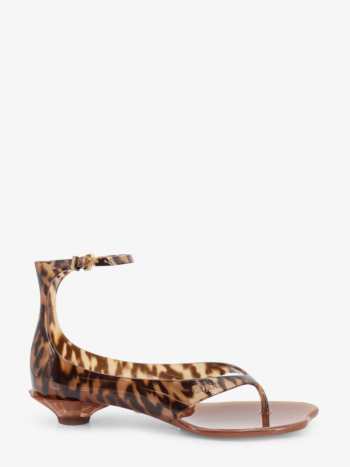 Chloe' Jelly TPU sandals with animal print - Blackbrown