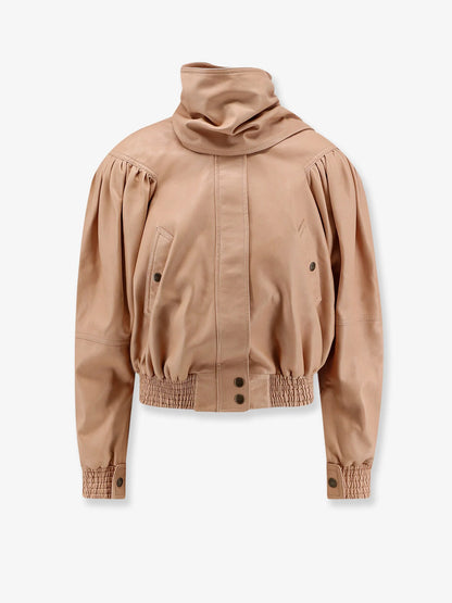 CHLOE' - Leather Jacket with stitched profiles