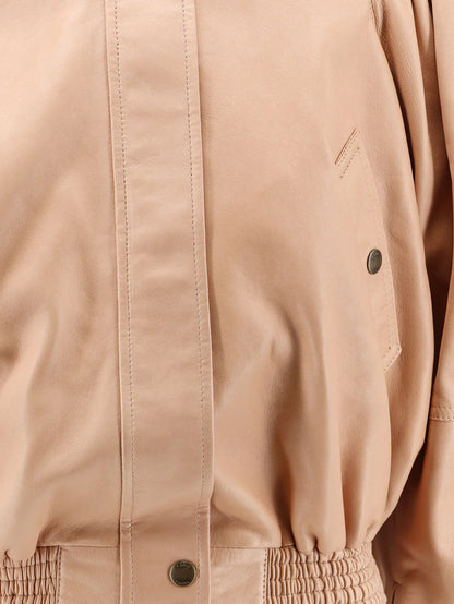 CHLOE' - Leather Jacket with stitched profiles