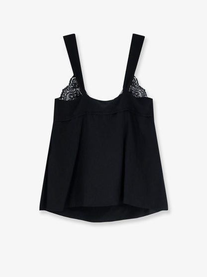 Chloe' Silk top with lace profile - Black
