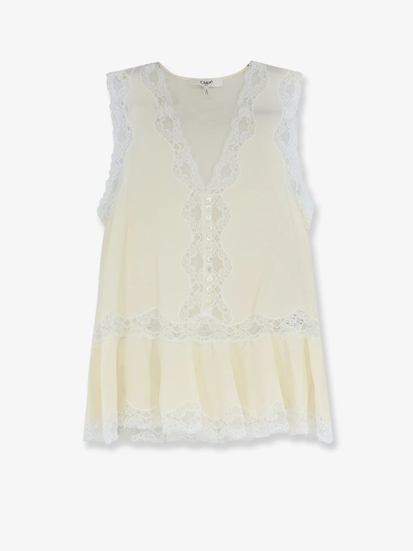 CHLOE' - Silk top with lace inserts