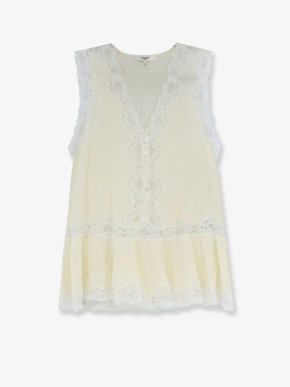 CHLOE' - Silk top with lace inserts