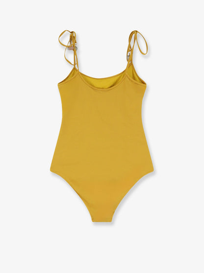 Chloe' Knotted one-piece swimsuit - Safarigold