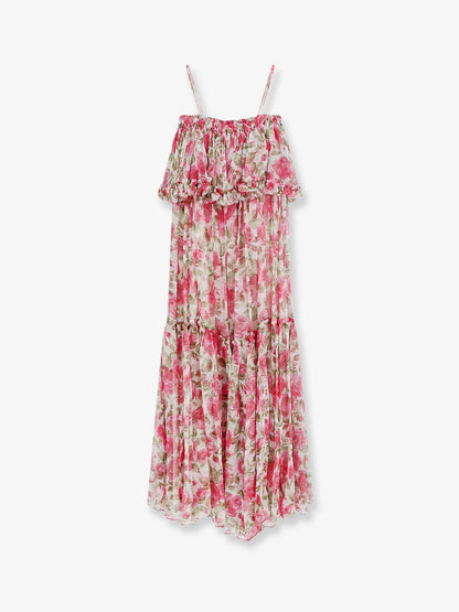 CHLOE' - Silk long dress with floral print