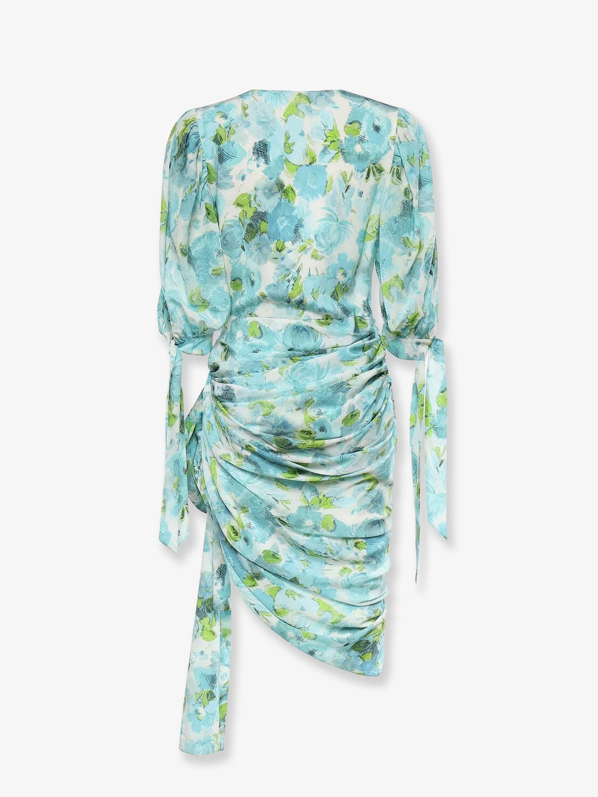 Chloe' Silk dress with multicolor floral print - Whiteblue