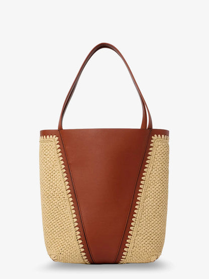 Chloe' Chloé Spin Leather And Raffia Shoulder Bag