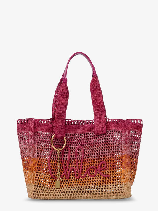 Chloe' East West Summer Banana Multicolored Raffia Shoulder Bag