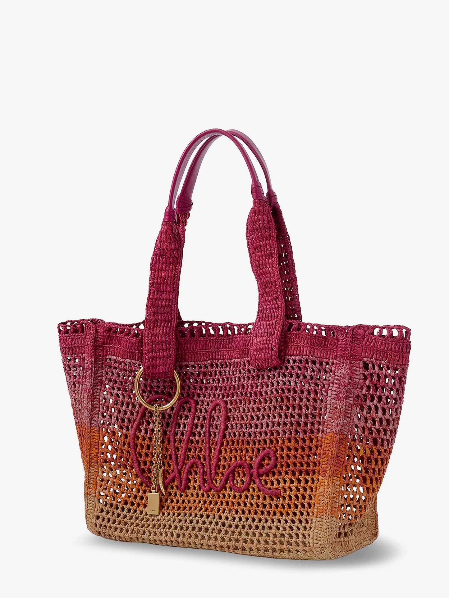 CHLOE' - East-West Summer Banana multicolored raffia shoulder bag