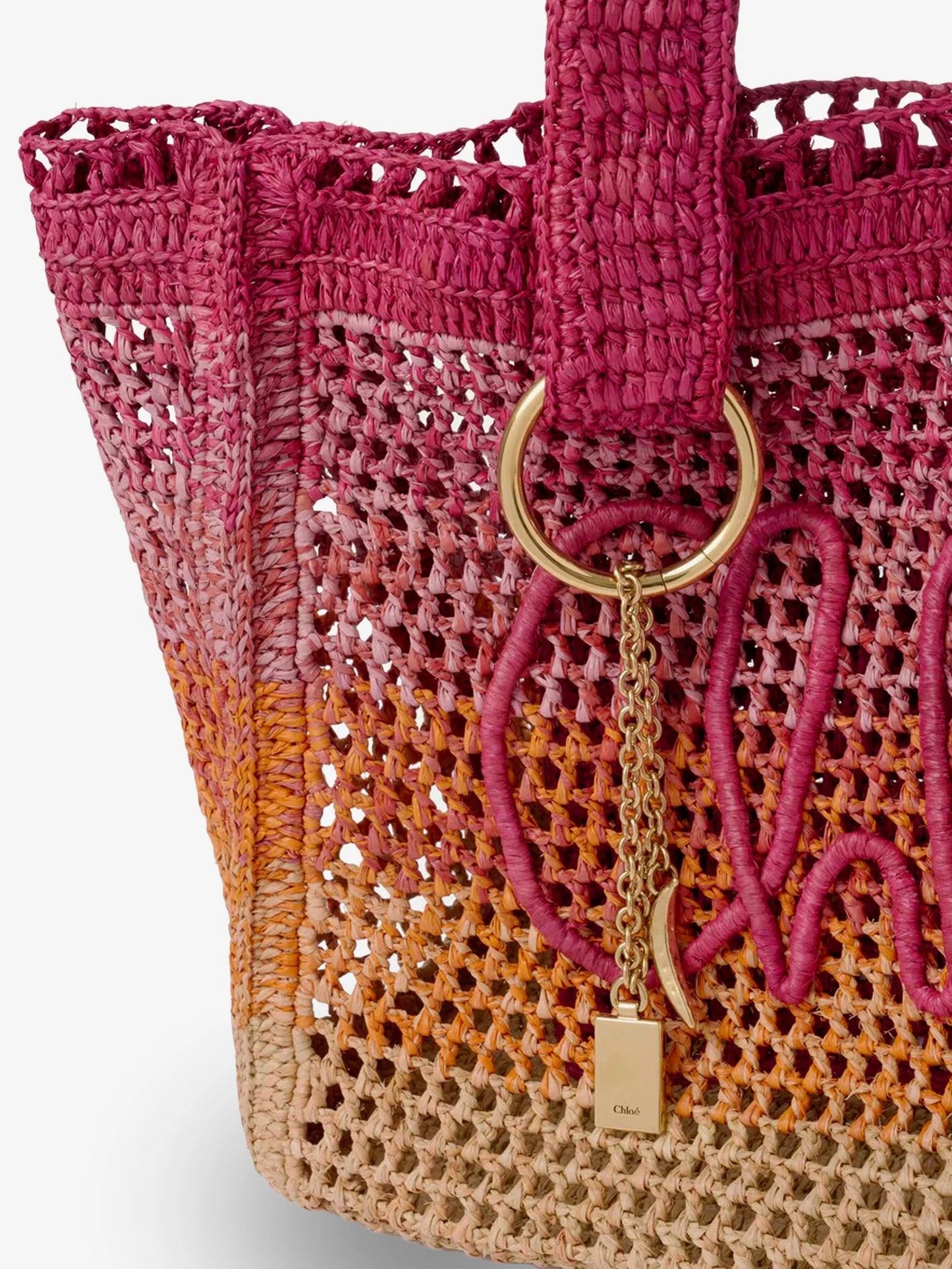 CHLOE' - East-West Summer Banana multicolored raffia shoulder bag