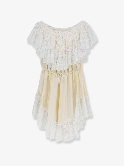 CHLOE' - Silk jumpsuit with lace ruffles