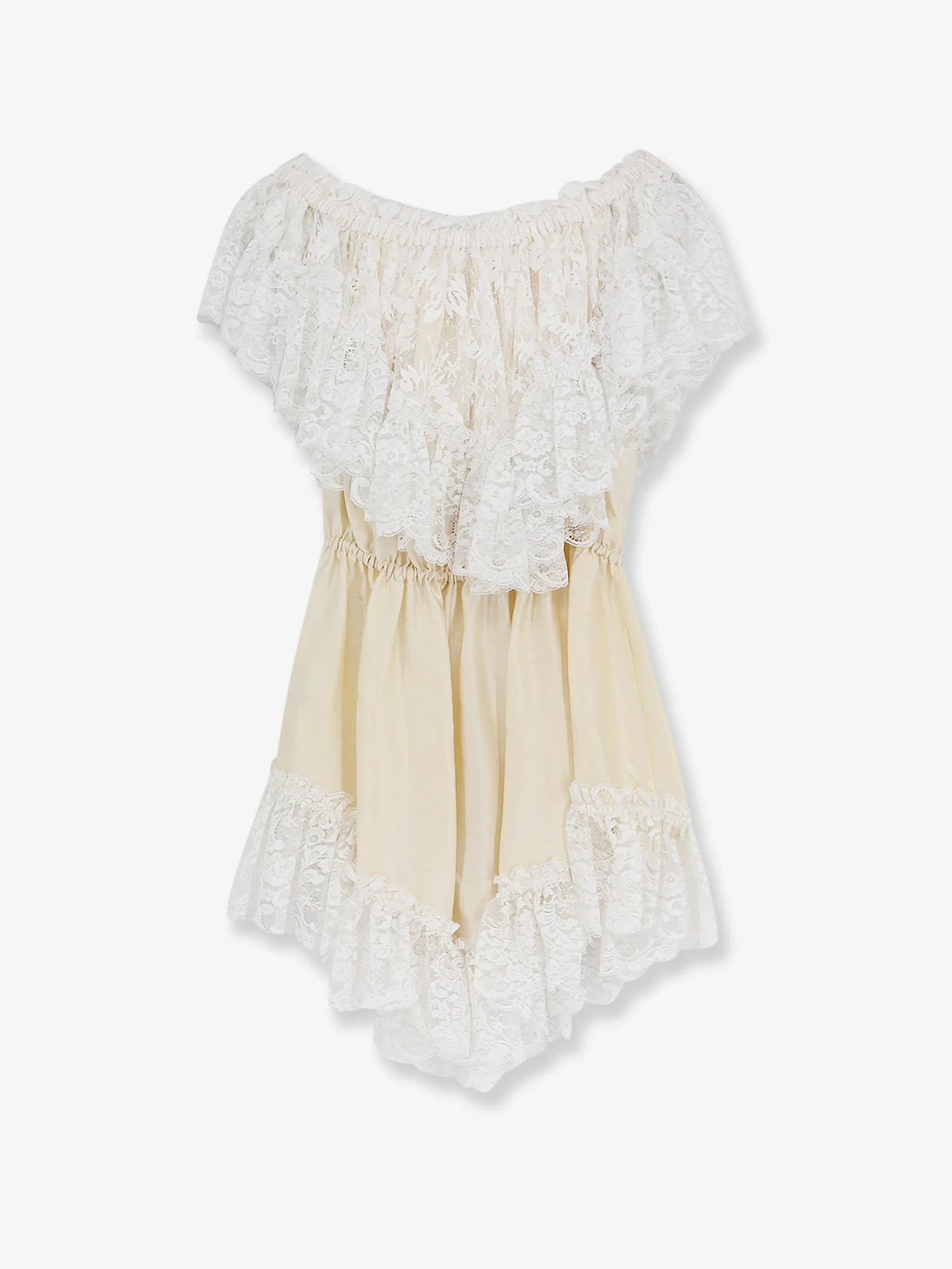 CHLOE' - Silk jumpsuit with lace ruffles
