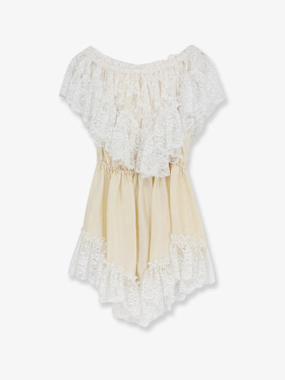 CHLOE' - Silk jumpsuit with lace ruffles