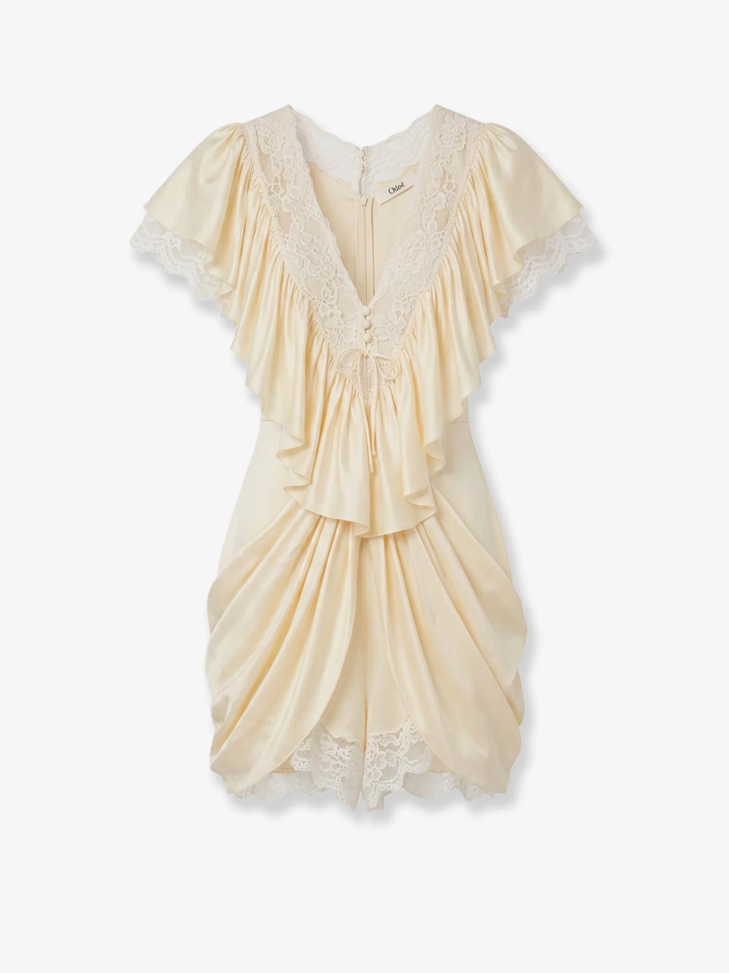 CHLOE' - Silk jumpsuit with lace details