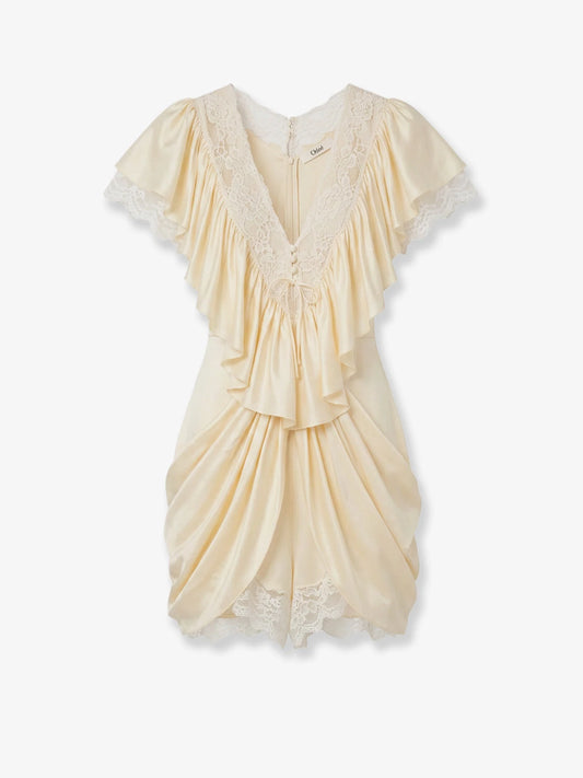 Chloe' Silk Jumpsuit With Lace Details