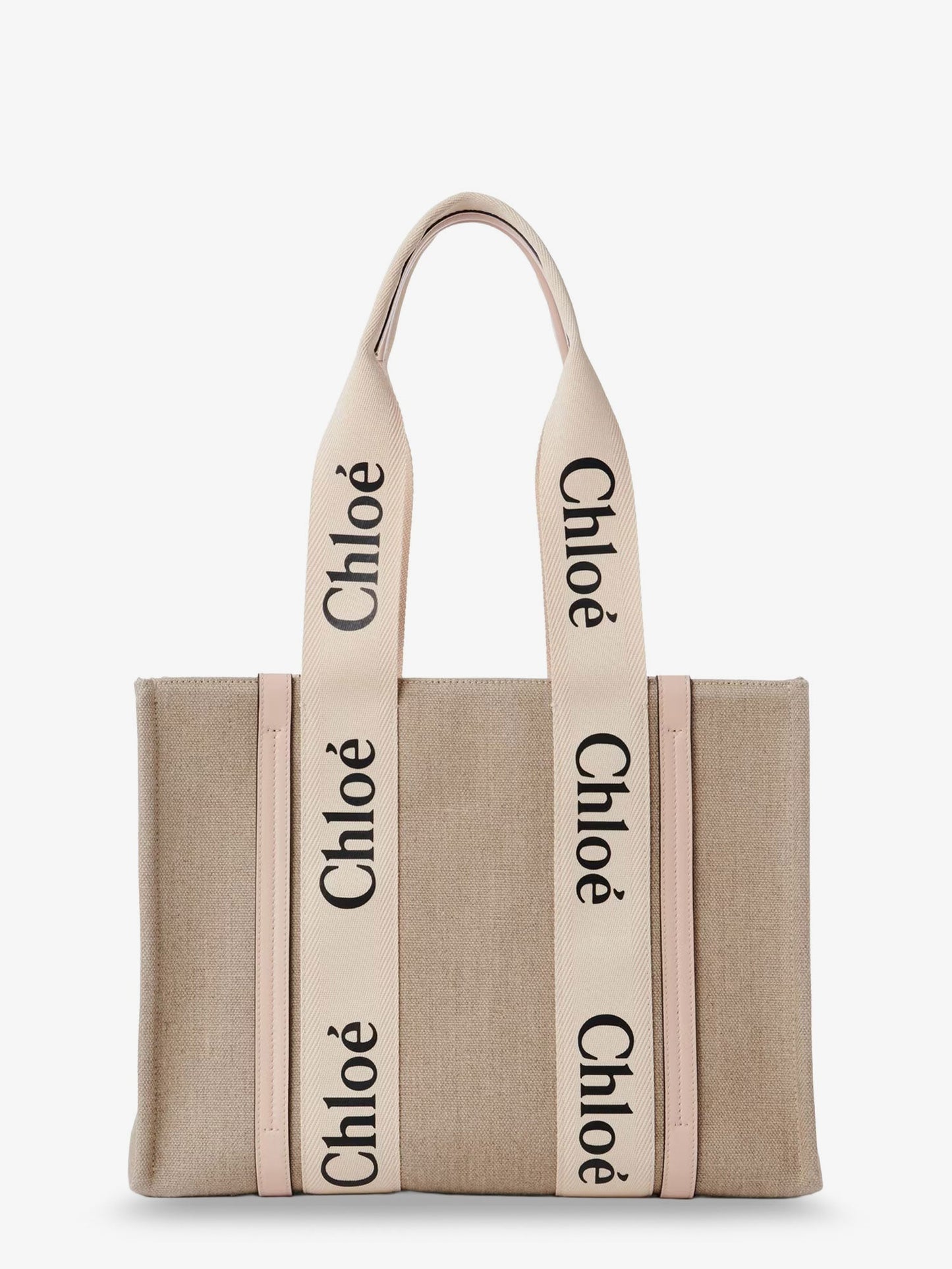 Chloe' Woody Linen Shoulder Bag With Front Lettering Logo