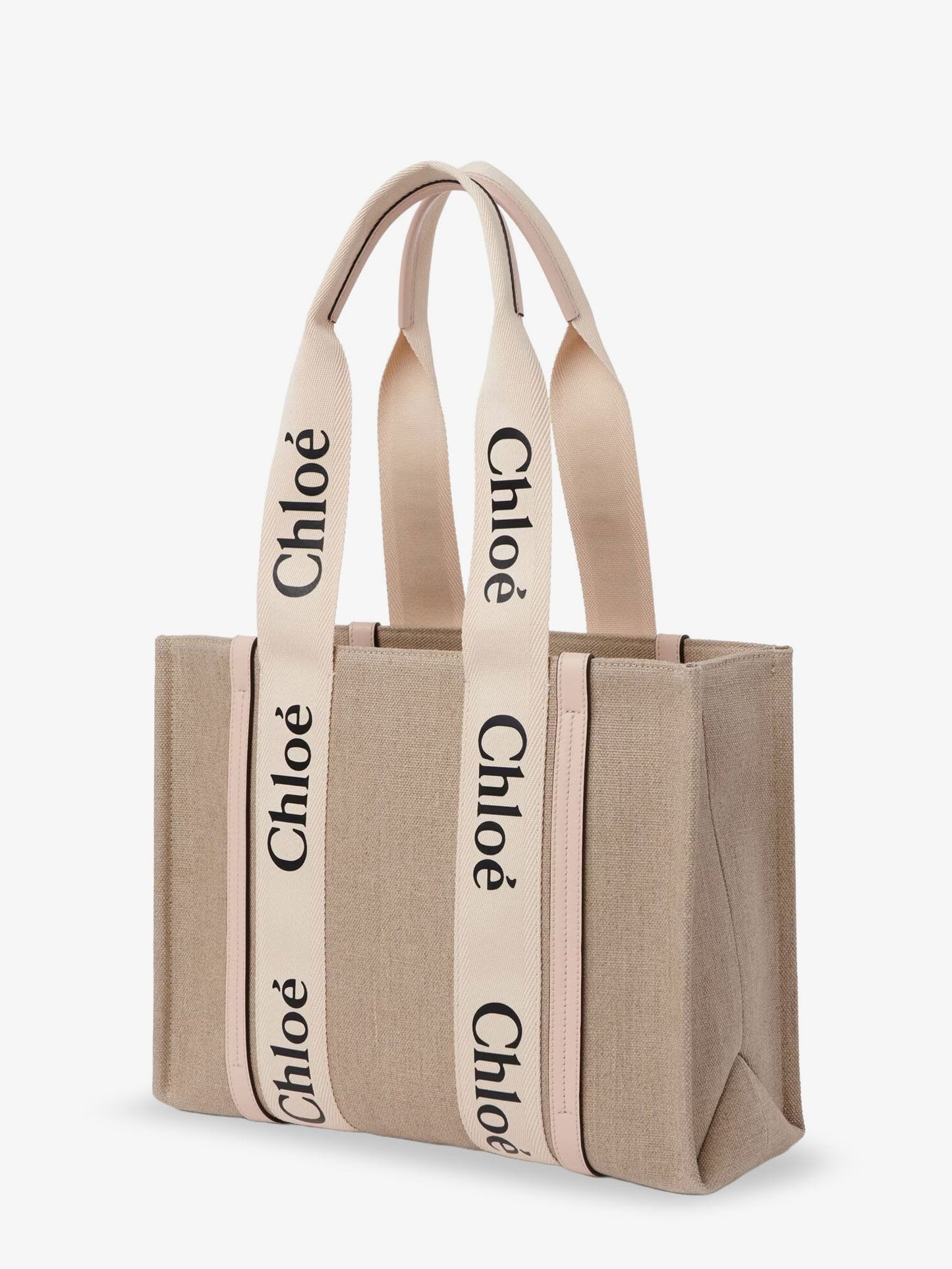 Chloe' Woody Linen Shoulder Bag With Front Lettering Logo