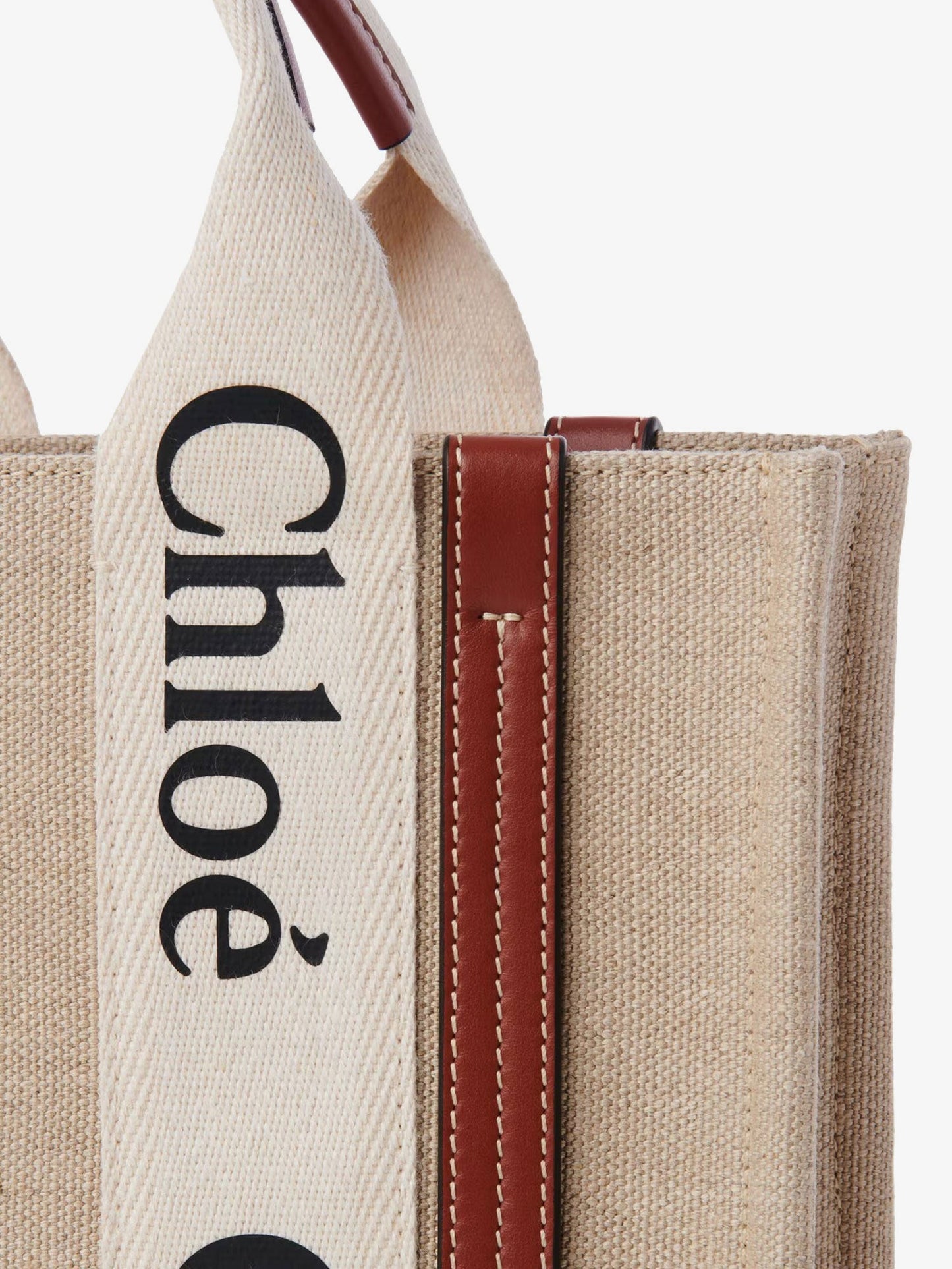Chloe' Woody Linen Canvas And Leather Crossbody Bag