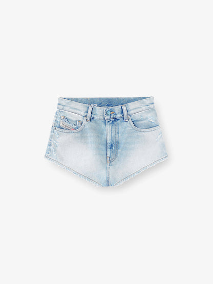 Diesel Blue Denim Shorts With A Destroyed Effect