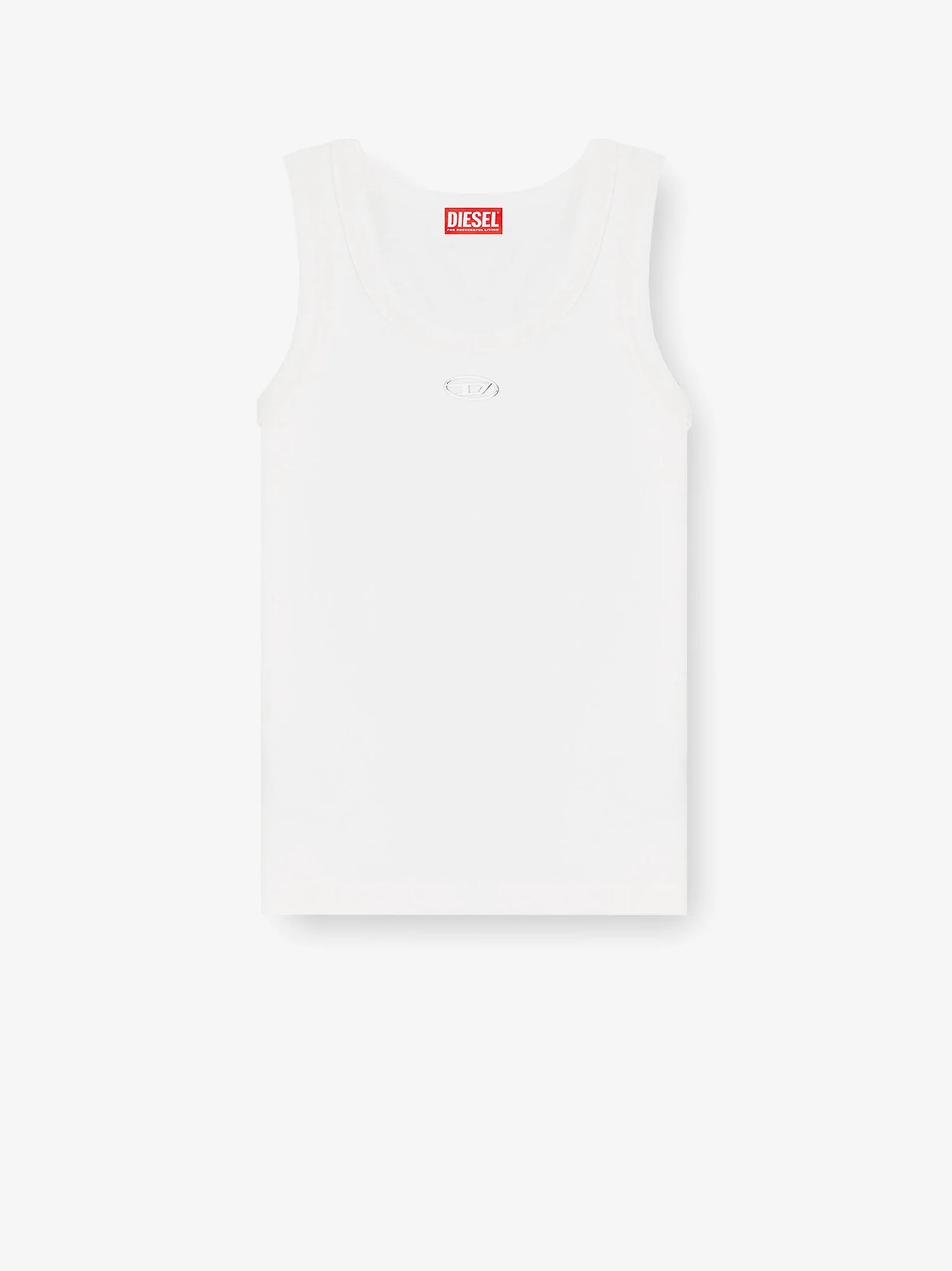 Diesel Slim Fit Ribbed Tank Top With Metal Oval D