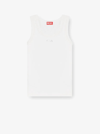 Diesel Slim Fit Ribbed Tank Top With Metal Oval D