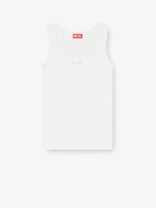 Diesel Slim Fit Ribbed Tank Top With Metal Oval D