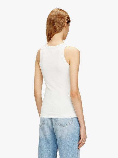 Diesel Slim Fit Ribbed Tank Top With Metal Oval D
