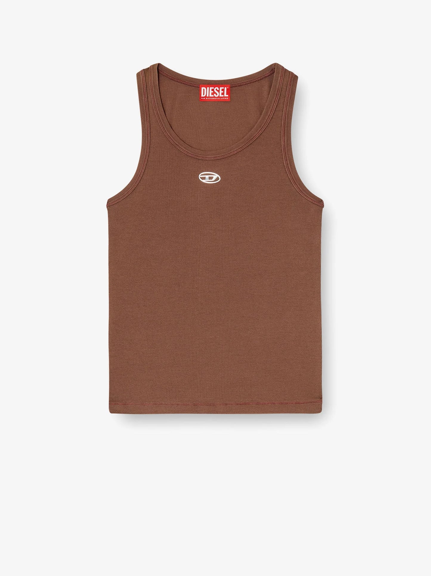 Diesel Slim Fit Ribbed Tank Top With Metal Oval D