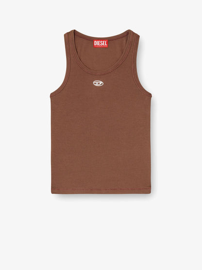 Diesel Slim Fit Ribbed Tank Top With Metal Oval D