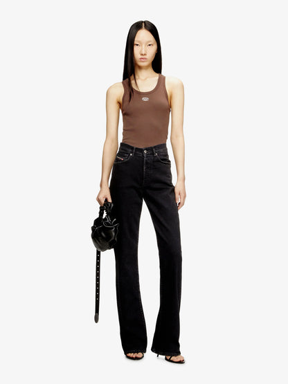 Diesel Slim Fit Ribbed Tank Top With Metal Oval D