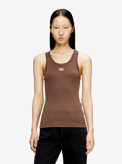Diesel Slim Fit Ribbed Tank Top With Metal Oval D