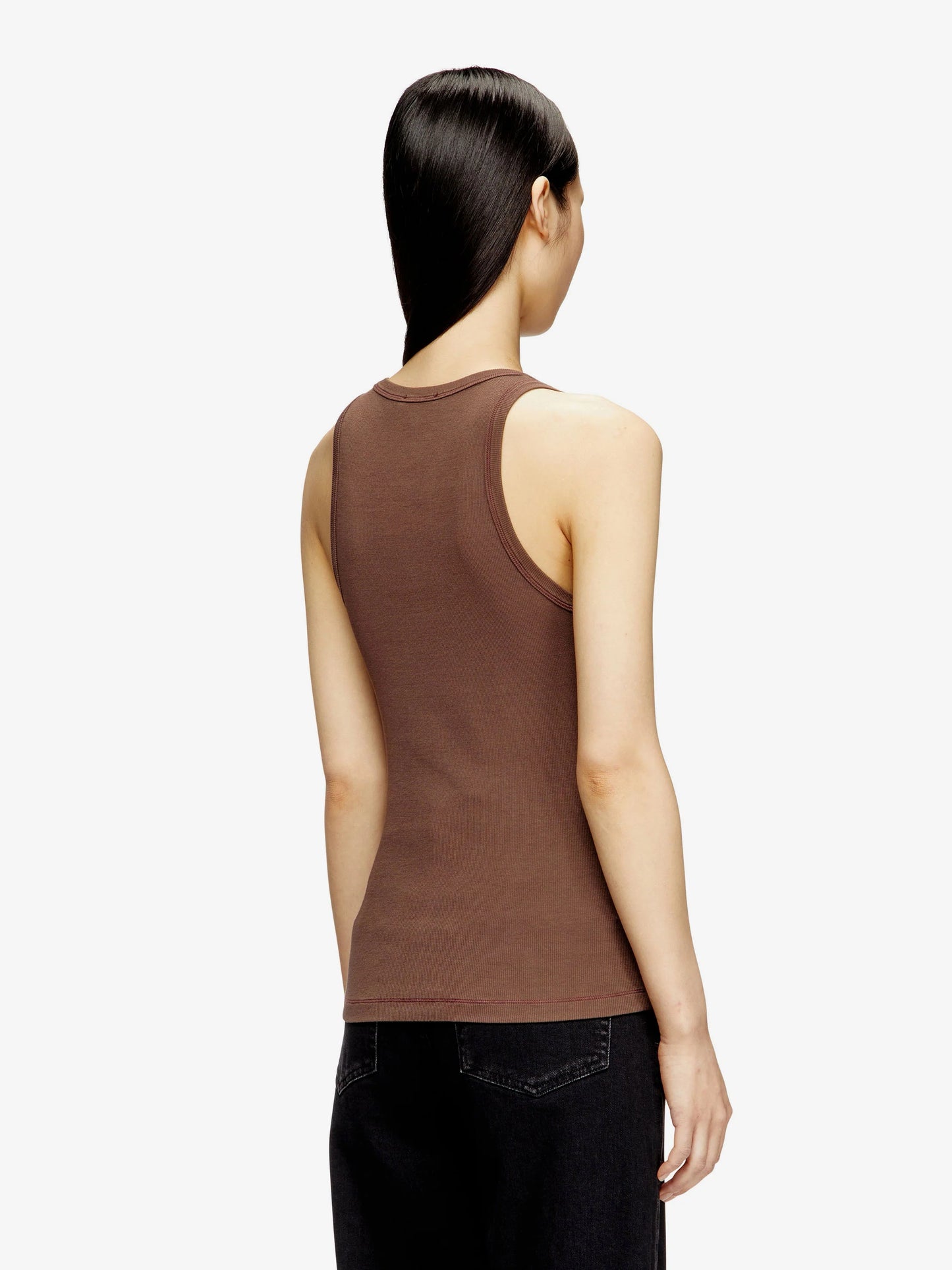 Diesel Slim Fit Ribbed Tank Top With Metal Oval D